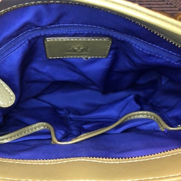 Anne Klein Purse Green and Gold Quilted Pattern Bag - Picture 5 of 7